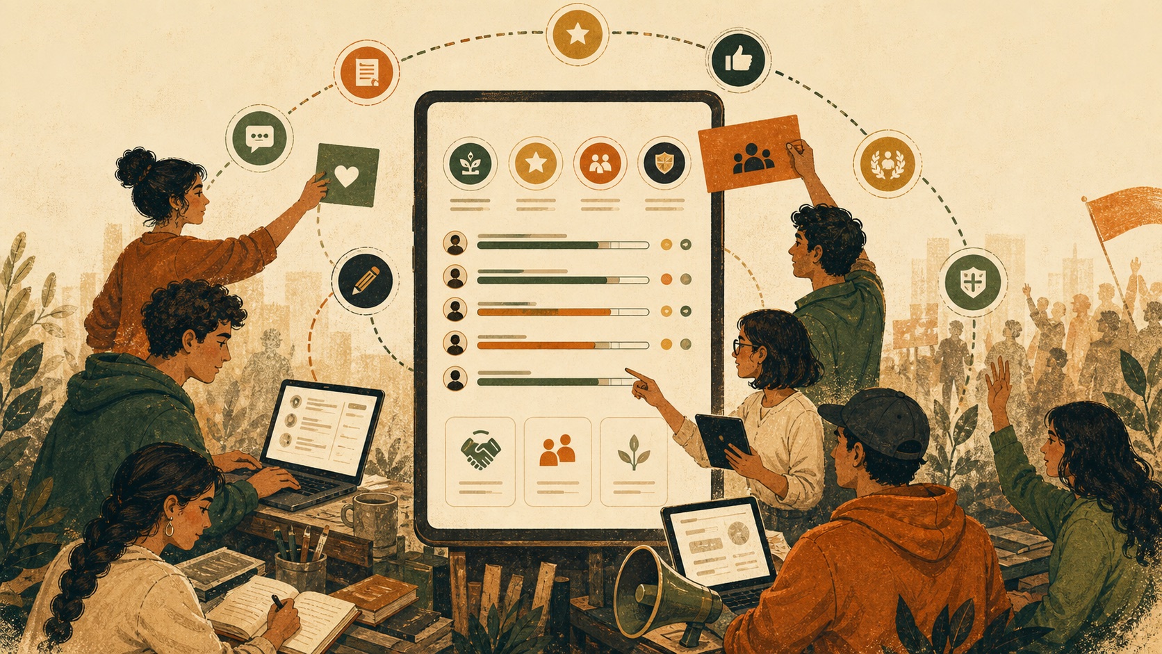 Editorial illustration of Cockroach Points and Survivor XP as a participation ledger.